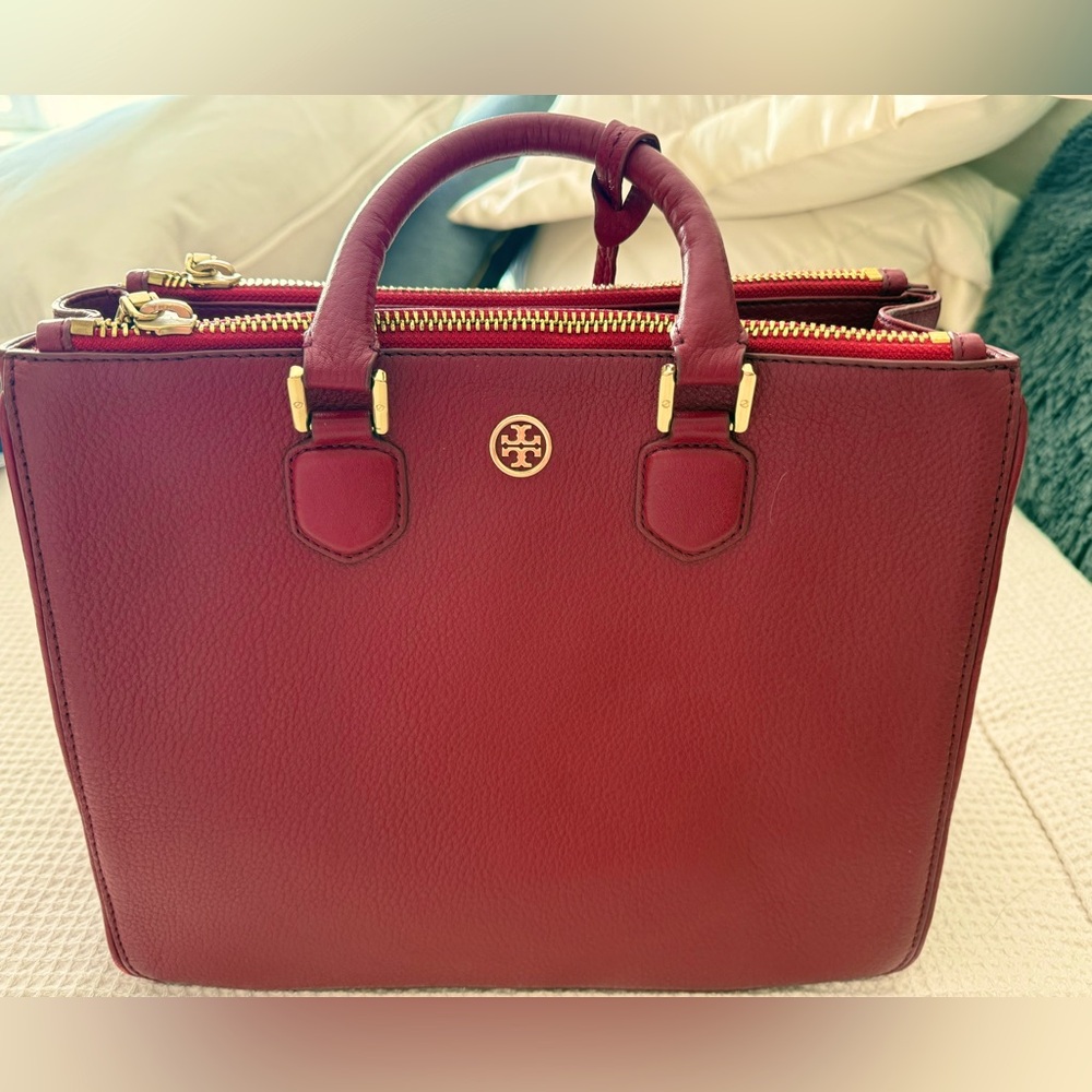 Tory Burch Red Satchel Bag/Purse/Tote w/Gold Hardware